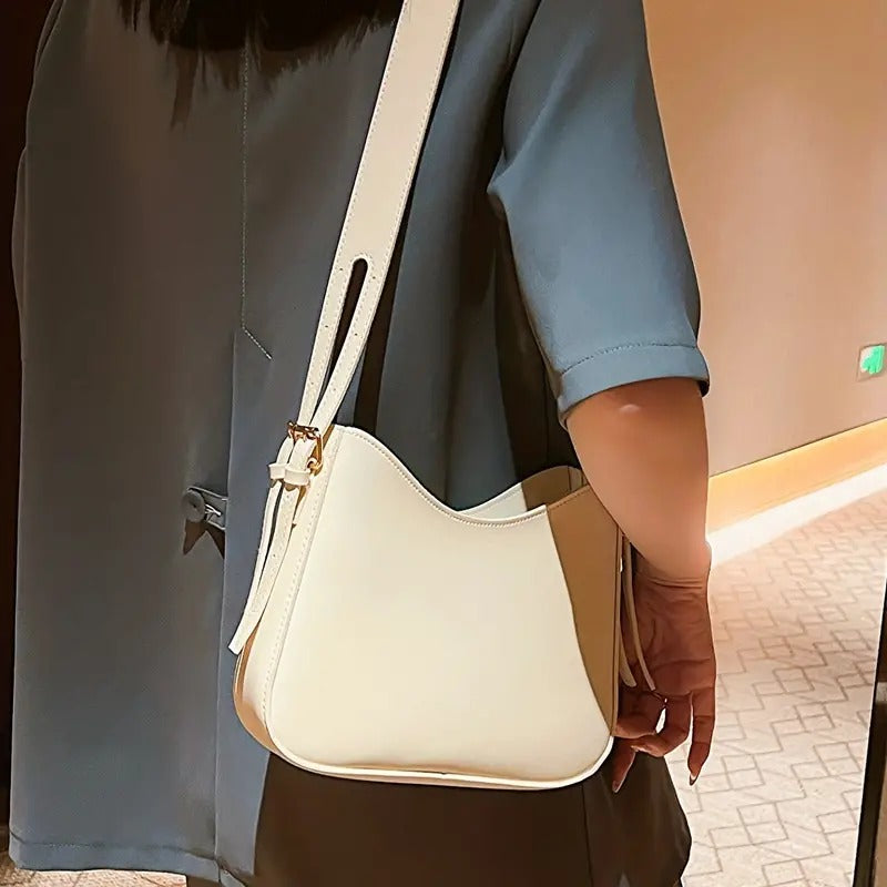 Minimalist Solid Color Textured Zipper Crossbody Bag