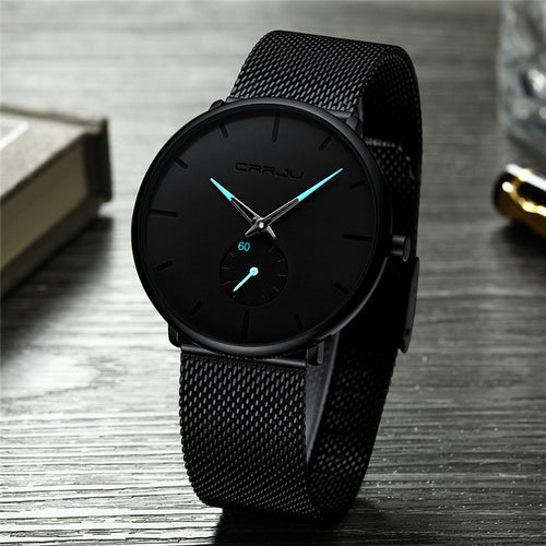 CRRJU Men's Simple Thin Quartz Watch