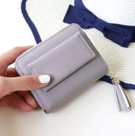 RFID Blocking Short Wallet with Tassel Design for Women