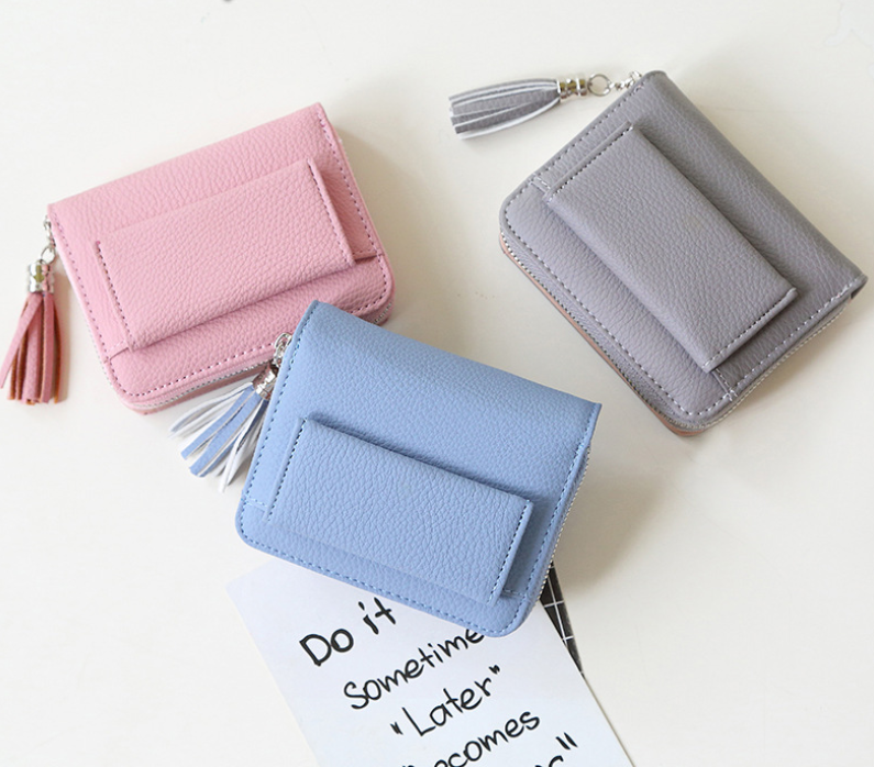 RFID Blocking Short Wallet with Tassel Design for Women