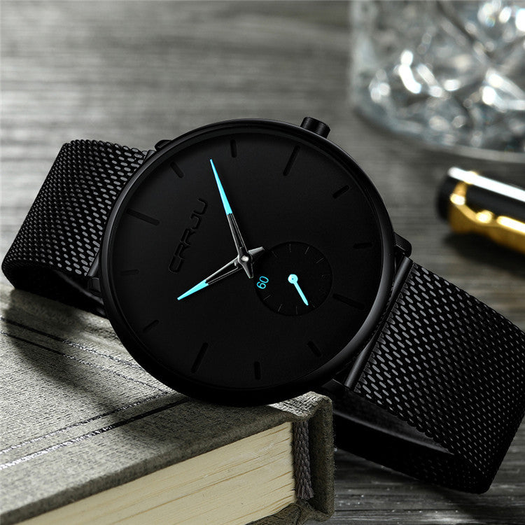 CRRJU Men's Simple Thin Quartz Watch