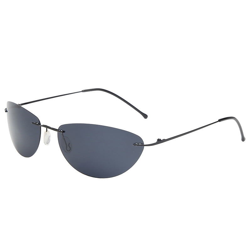 Ultra-Lightweight Frameless Oval Titanium Sunglasses