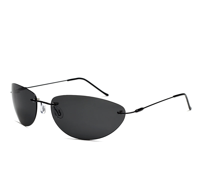 Ultra-Lightweight Frameless Oval Titanium Sunglasses