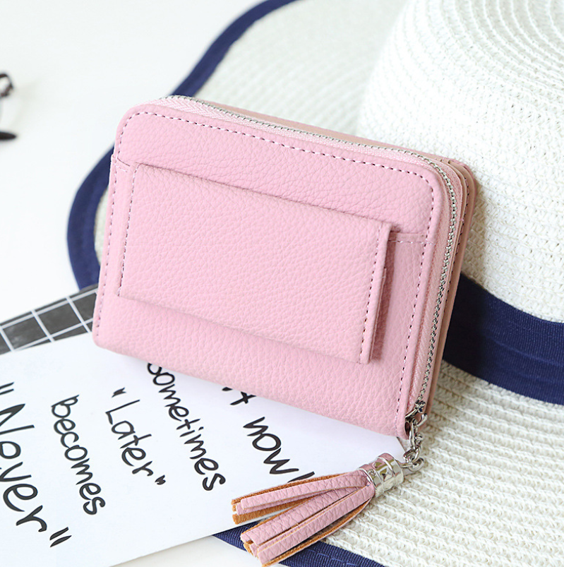 RFID Blocking Short Wallet with Tassel Design for Women