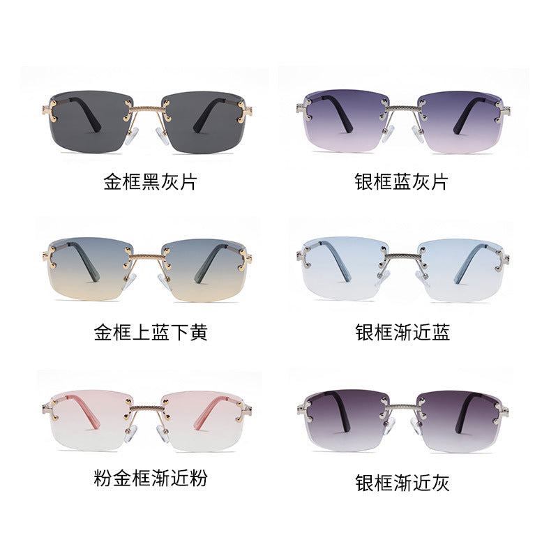 Trendy Square Rimless Gradient Sunglasses C1745