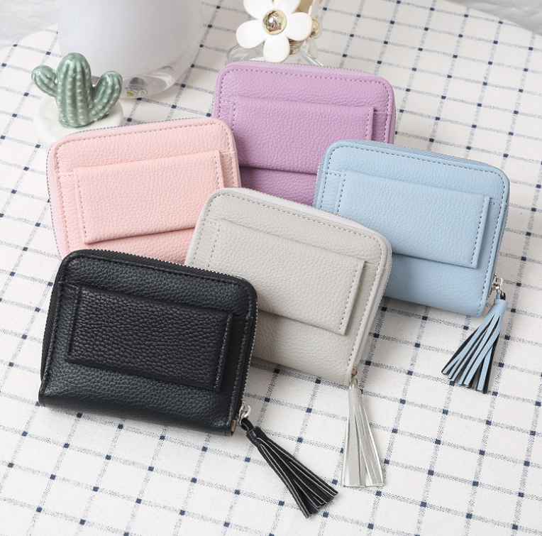 RFID Blocking Short Wallet with Tassel Design for Women