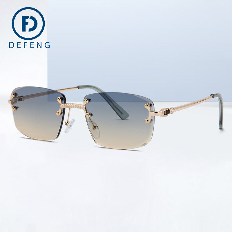 Trendy Square Rimless Gradient Sunglasses C1745
